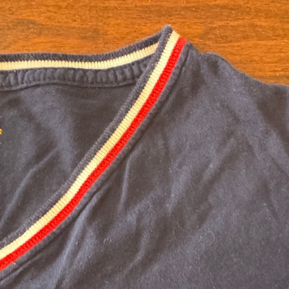Men’s Polo Bear V Neck Jersey Look Navy Blue Graphic T-Shirt - Picture 8 of 13